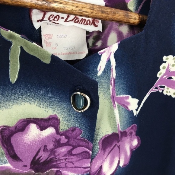 LEO DANAL Vintage Navy Blue Floral 2 Piece Skirt Suit size 8 - Picture 11 of 12